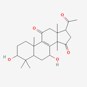 molecular formula C24H34O5 B1602159 17-acetyl-3,7-dihydroxy-4,4,10,13,14-pentamethyl-2,3,5,6,7,12,16,17-octahydro-1H-cyclopenta[a]phenanthrene-11,15-dione CAS No. 97659-43-3