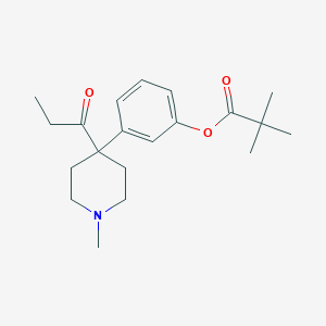 molecular formula C20H29NO3 B160228 3-(1-Methyl-4-propanoylpiperidin-4-yl)phenyl 2,2-dimethylpropanoate CAS No. 136832-80-9