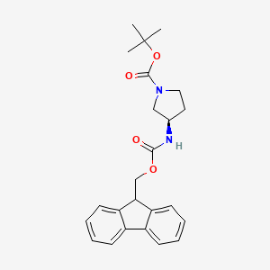 molecular formula C24H28N2O4 B1602292 (R)-tert-Butyl 3-((((9H-fluoren-9-yl)methoxy)carbonyl)amino)pyrrolidine-1-carboxylate CAS No. 352530-40-6