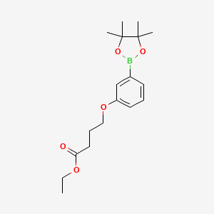 molecular formula C18H27BO5 B1602423 Ethyl 4-(3-(4,4,5,5-tetramethyl-1,3,2-dioxaborolan-2-yl)phenoxy)butanoate CAS No. 850411-09-5