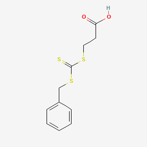 molecular formula C11H12O2S3 B1602474 丙酸，3-[[[(苯甲基)硫代]硫代甲基]硫代]- CAS No. 497931-76-7
