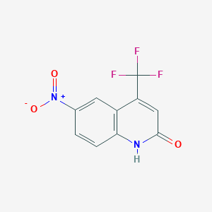 molecular formula C10H5F3N2O3 B1602475 2(1H)-喹啉酮，6-硝基-4-(三氟甲基)- CAS No. 328956-38-3