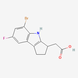 molecular formula C13H11BrFNO2 B1602478 2-(5-Bromo-7-fluoro-1,2,3,4-tetrahydrocyclopenta[b]indol-3-yl)acetic acid CAS No. 393509-23-4