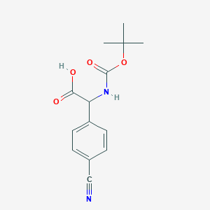 molecular formula C14H16N2O4 B1602508 2-((tert-Butoxycarbonyl)amino)-2-(4-cyanophenyl)acetic acid CAS No. 1111737-56-4