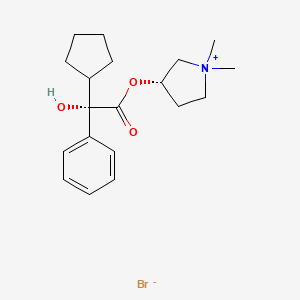 molecular formula C19H28BrNO3 B1602512 Pyrrolidinium, 3-(((2S)-cyclopentylhydroxyphenylacetyl)oxy)-1,1-dimethyl-, bromide, (3S)- CAS No. 201667-20-1