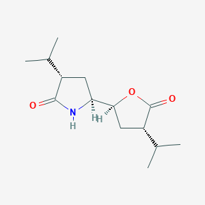 molecular formula C14H23NO3 B1602696 (3S,5S)-3-Isopropyl-5-((2S,4S)-4-isopropyl-5-oxotetrahydrofuran-2-yl)pyrrolidin-2-one CAS No. 934841-30-2