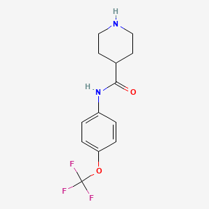 molecular formula C13H15F3N2O2 B1602787 N-[4-(Trifluoromethoxy)phenyl]piperidine-4-carboxamide CAS No. 883106-65-8