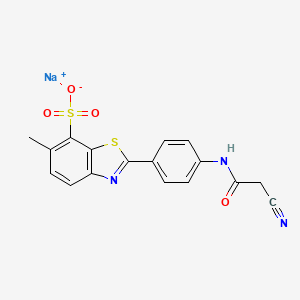 molecular formula C17H12N3NaO4S2 B1602968 7-Benzothiazolesulfonic acid, 2-[4-[(cyanoacetyl)amino]phenyl]-6-methyl-, monosodium salt CAS No. 6764-27-8