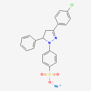 molecular formula C21H16ClN2NaO3S B1603085 2-Pyrazoline, 1-(4-sulfophenyl)-3-(4-chlorophenyl)-5-phenyl-, sodium salt CAS No. 40691-09-6