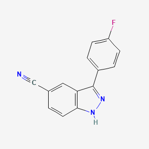 molecular formula C14H8FN3 B1603097 3-(4-Fluorophenyl)-1H-indazole-5-carbonitrile CAS No. 395100-12-6