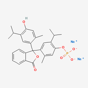 molecular formula C28H30NaO7P B1603141 sodium [4-[1-(4-hydroxy-2-methyl-5-propan-2-ylphenyl)-3-oxo-2-benzofuran-1-yl]-5-methyl-2-propan-2-ylphenyl] hydrogen phosphate CAS No. 28749-63-5