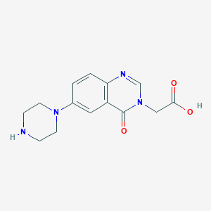 molecular formula C14H16N4O3 B1603276 2-(4-Oxo-6-(piperazin-1-yl)quinazolin-3(4H)-yl)acetic acid CAS No. 889958-08-1