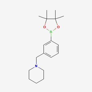 molecular formula C18H28BNO2 B1603389 1-(3-(4,4,5,5-Tetramethyl-1,3,2-dioxaborolan-2-yl)benzyl)piperidine CAS No. 859833-21-9