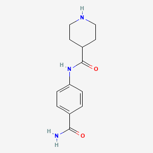 N-(4-Carbamoylphenyl)piperidine-4-carboxamide