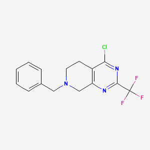molecular formula C15H13ClF3N3 B1603422 7-Benzyl-4-chloro-2-(trifluoromethyl)-5,6,7,8-tetrahydropyrido[3,4-D]pyrimidine CAS No. 647863-01-2