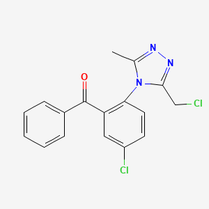 molecular formula C17H13Cl2N3O B1603500 (5-Chloro-2-(3-(chloromethyl)-5-methyl-4H-1,2,4-triazol-4-yl)phenyl)(phenyl)methanone CAS No. 37945-07-6