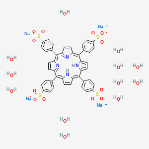 molecular formula C44H50N4Na4O24S4 B1603551 Tetrasodium;4-[10,15,20-tris(4-sulfonatophenyl)-21,24-dihydroporphyrin-5-yl]benzenesulfonate;dodecahydrate CAS No. 39174-47-5