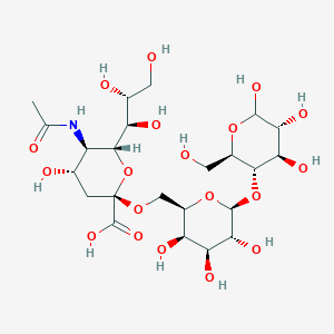 molecular formula C23H39NO19 B1603625 (2S,4S,5R,6R)-5-Acetamido-4-hydroxy-6-[(1R,2R)-1,2,3-trihydroxypropyl]-2-[[(2R,3R,4S,5R,6S)-3,4,5-trihydroxy-6-[(2R,3S,4R,5R)-4,5,6-trihydroxy-2-(hydroxymethyl)oxan-3-yl]oxyoxan-2-yl]methoxy]oxane-2-carboxylic acid CAS No. 56144-12-8