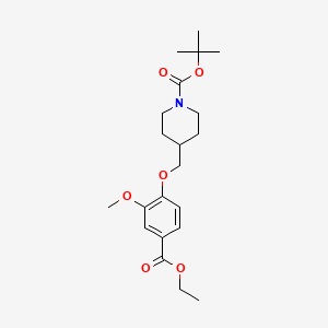 molecular formula C21H31NO6 B1603718 tert-Butyl 4-((4-(ethoxycarbonyl)-2-methoxyphenoxy)methyl)piperidine-1-carboxylate CAS No. 264208-58-4