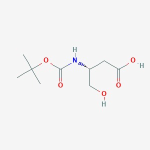 molecular formula C9H17NO5 B1603756 (R)-3-((tert-Butoxycarbonyl)amino)-4-hydroxybutanoic acid CAS No. 749208-35-3