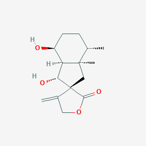 molecular formula C15H22O4 B160386 （2R,3R,3Ar,4S,7S,7aR）-3,4-二羟基-7,7a-二甲基-4'-亚甲基螺[3,3a,4,5,6,7-六氢-1H-茚满-2,3'-氧杂环丁烷]-2'-酮 CAS No. 24909-95-3