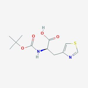 molecular formula C11H16N2O4S B160406 (R)-2-((tert-Butoxycarbonyl)amino)-3-(thiazol-4-yl)propanoic acid CAS No. 134107-69-0