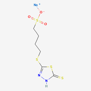 molecular formula C6H9N2NaO3S4 B1604120 1-Butanesulfonic acid, 4-[(4,5-dihydro-5-thioxo-1,3,4-thiadiazol-2-yl)thio]-, sodium salt (1:1) CAS No. 82911-32-8