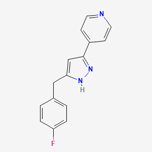 molecular formula C15H12FN3 B1604139 4-(5-(4-Fluorobenzyl)-1H-pyrazol-3-yl)pyridine CAS No. 1001112-68-0