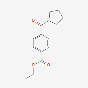 molecular formula C15H18O3 B1604291 4-carboethoxyphenyl cyclopentyl ketone CAS No. 898791-40-7