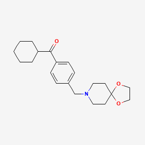 molecular formula C21H29NO3 B1604315 Cyclohexyl 4-[8-(1,4-dioxa-8-azaspiro[4.5]decyl)methyl]phenyl ketone CAS No. 898758-64-0