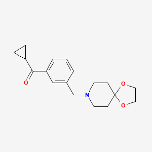 molecular formula C18H23NO3 B1604317 Cyclopropyl 3-[1,4-dioxa-8-azaspiro[4.5]decan-8-ylmethyl]phenyl ketone CAS No. 898762-46-4