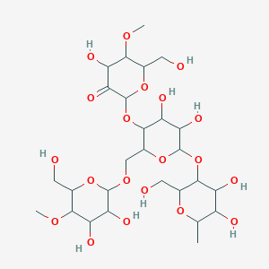 molecular formula C27H46O20 B1604406 2-[2-[[3,4-dihydroxy-6-(hydroxymethyl)-5-methoxyoxan-2-yl]oxymethyl]-6-[4,5-dihydroxy-2-(hydroxymethyl)-6-methyloxan-3-yl]oxy-4,5-dihydroxyoxan-3-yl]oxy-4-hydroxy-6-(hydroxymethyl)-5-methoxyoxan-3-one CAS No. 65996-62-5