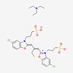 molecular formula C25H26Cl2N2O8S2.C6H15N<br>C31H41Cl2N3O8S2 B1604524 3-[5-Chloro-2-[2-[[5-chloro-3-(3-sulfopropyl)-1,3-benzoxazol-2-ylidene]methyl]but-1-enyl]-1,3-benzoxazol-3-ium-3-yl]propane-1-sulfonate;N,N-diethylethanamine CAS No. 39201-42-8