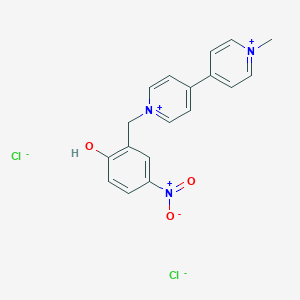 molecular formula C18H17Cl2N3O3 B160459 1-(N-Methyl-4,4'-bipyridinium)-1-(2-hydroxy-5-nitrophenyl)methane CAS No. 131690-25-0