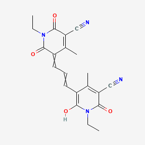 molecular formula C21H20N4O4 B1604621 5-[3-(5-Cyano-1-ethyl-4-methyl-2,6-dioxopyridin-3-ylidene)prop-1-enyl]-1-ethyl-6-hydroxy-4-methyl-2-oxopyridine-3-carbonitrile CAS No. 28172-08-9