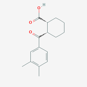 molecular formula C16H20O3 B1604663 cis-2-(3,4-Dimethylbenzoyl)cyclohexane-1-carboxylic acid CAS No. 85603-43-6