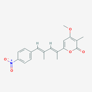 molecular formula C19H19NO5 B016047 4-Methoxy-3-methyl-6-[4-methyl-5-(4-nitrophenyl)penta-2,4-dien-2-yl]-2H-pyran-2-one CAS No. 22388-89-2