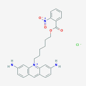 molecular formula C26H27ClN4O4 B160495 Acridinium, 3,6-diamino-10-(6-((4-nitrobenzoyl)oxy)hexyl)-, chloride CAS No. 139263-56-2