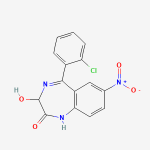 molecular formula C15H10ClN3O4 B1604954 5-(2-Chlorophenyl)-1,3-dihydro-3-hydroxy-7-nitro-2H-1,4-benzodiazepin-2-one CAS No. 41993-28-6