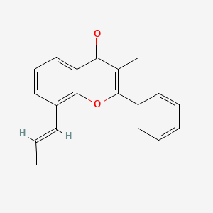 B1605046 3-Methyl-2-phenyl-8-(1-propenyl)-4-benzopyrone CAS No. 97070-55-8