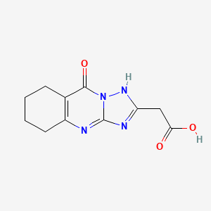 molecular formula C11H12N4O3 B1605115 (9-Oxo-4,5,6,7,8,9-hexahydro-[1,2,4]triazolo-[5,1-B]quinazolin-2-YL)-acetic acid CAS No. 540514-18-9