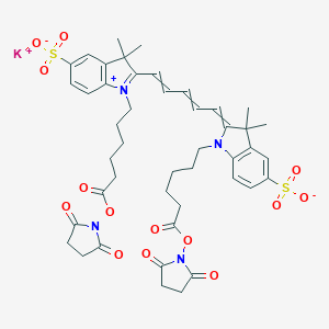 molecular formula C45H51KN4O14S2 B016052 Potassium;1-[6-(2,5-dioxopyrrolidin-1-yl)oxy-6-oxohexyl]-2-[5-[1-[6-(2,5-dioxopyrrolidin-1-yl)oxy-6-oxohexyl]-3,3-dimethyl-5-sulfonatoindol-1-ium-2-yl]penta-2,4-dienylidene]-3,3-dimethylindole-5-sulfonate CAS No. 252255-42-8