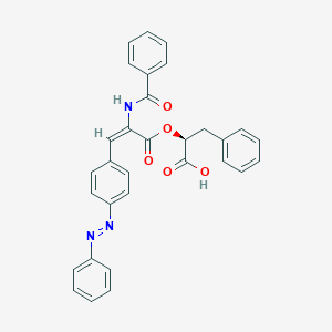 molecular formula C31H25N3O5 B160521 O-(alpha-(Benzoylamino)-4-(phenylazo)cinnamoyl)-beta-phenyllactate CAS No. 133658-51-2