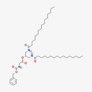 molecular formula C45H79N3O6 B160527 Glycine, N-((phenylmethoxy)carbonyl)-, 2-((1-oxohexadecyl)amino)-1-(((1-oxohexadecyl)amino)methyl)ethyl ester CAS No. 138404-99-6