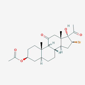 molecular formula C23H33BrO5 B160595 [(3S,5S,8S,9S,10S,13S,14S,16S,17R)-17-acetyl-16-bromo-17-hydroxy-10,13-dimethyl-11-oxo-2,3,4,5,6,7,8,9,12,14,15,16-dodecahydro-1H-cyclopenta[a]phenanthren-3-yl] acetate CAS No. 1780-97-8