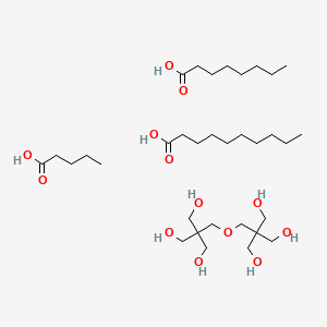 molecular formula C33H68O13 B1606073 Decanoic acid, ester with 2,2'-(oxybis(methylene))bis(2-(hydroxymethyl)-1,3-propanediol) octanoate pentanoate CAS No. 68130-24-5