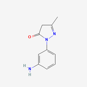 molecular formula C10H11N3O B1606098 3H-吡唑-3-酮，2-(3-氨基苯基)-2,4-二氢-5-甲基- CAS No. 90-32-4