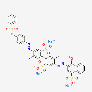 [1,1'-Biphenyl]-2,2'-disulfonic acid, 4-[(1-hydroxy-4-sulfo-2-naphthalenyl)azo]-5,5'-dimethyl-4'-[[4-[[(4-methylphenyl)sulfonyl]oxy]phenyl]azo]-, trisodium salt