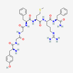 molecular formula C42H57N11O8S B1606635 (2S)-2-[[(2S)-2-[[(2S)-2-[[2-[[2-[[(2S)-2-amino-3-(4-hydroxyphenyl)propanoyl]amino]acetyl]amino]acetyl]amino]-3-phenylpropanoyl]amino]-4-methylsulfanylbutanoyl]amino]-N-[(2S)-1-amino-1-oxo-3-phenylpropan-2-yl]-5-(diaminomethylideneamino)pentanamide CAS No. 78761-61-2