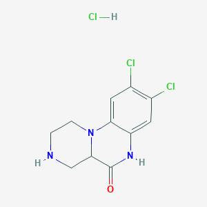 molecular formula C11H12Cl3N3O B160667 8,9-Dichloro-2,3,4,4A-tetrahydro-1H-pyrazino[1,2-A]quinoxalin-5(6H)-one hydrochloride CAS No. 75704-24-4